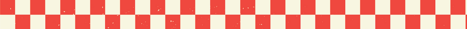Red and cream checkered pattern with alternating rectangular blocks in two horizontal rows
